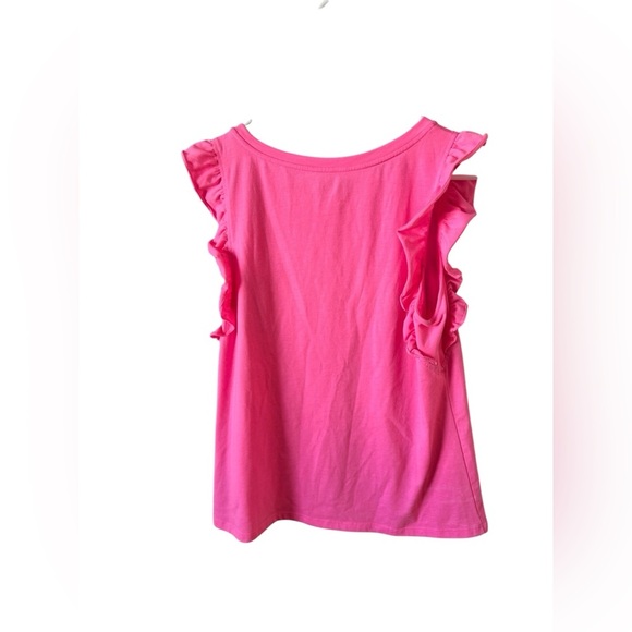 Lily Pulitzer Laina Ruffle Flutter Cap Sleeve Top Bonaire Hot Pink Resort M - Picture 6 of 11